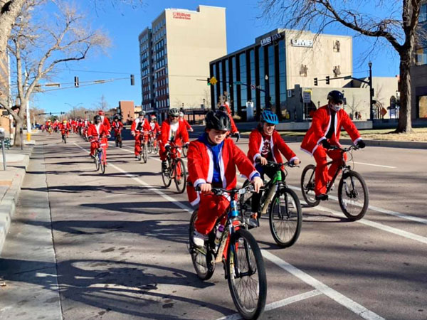 Cycling Santa in Colorado Springs